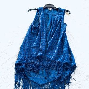 Navy Fringe Vest